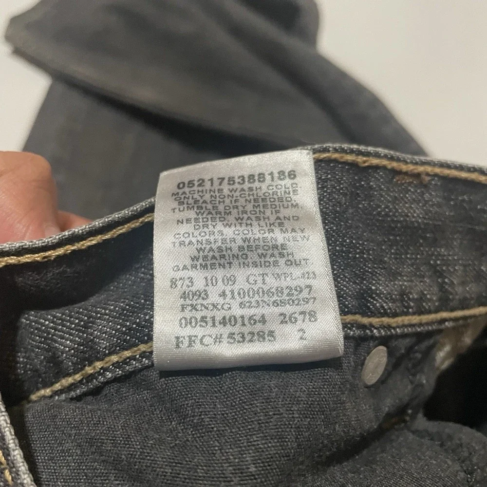 Levi's 514 Slim Straight Jeans Men's 36 X 31 Black Charcoal Denim Made Mexico
